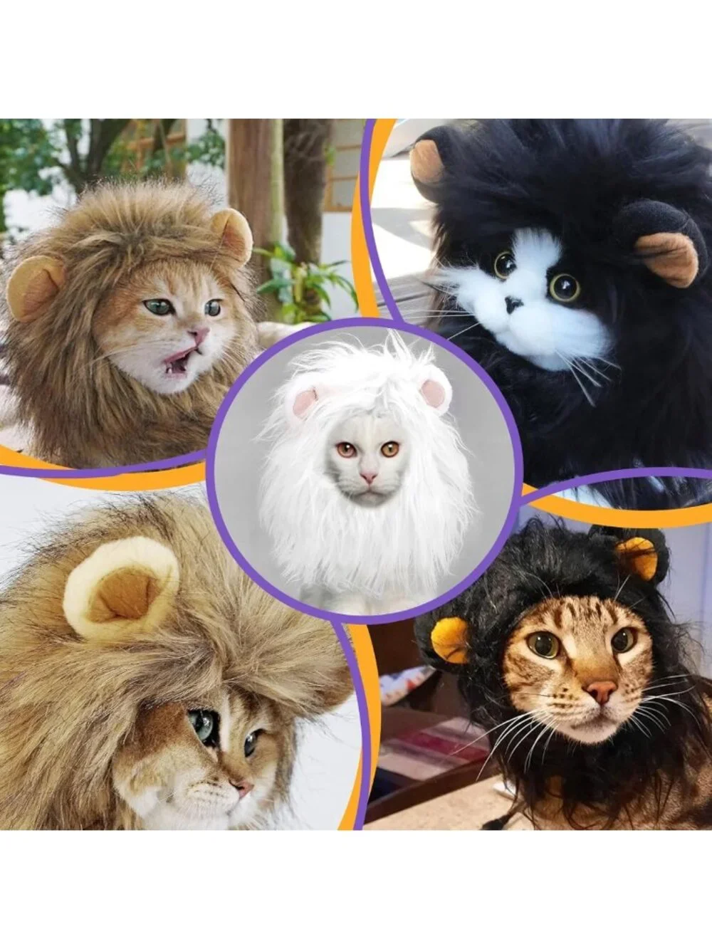 2 Pack Lion Mane Wig for Cats & Small Dogs - Funny Pet Costume for Halloween